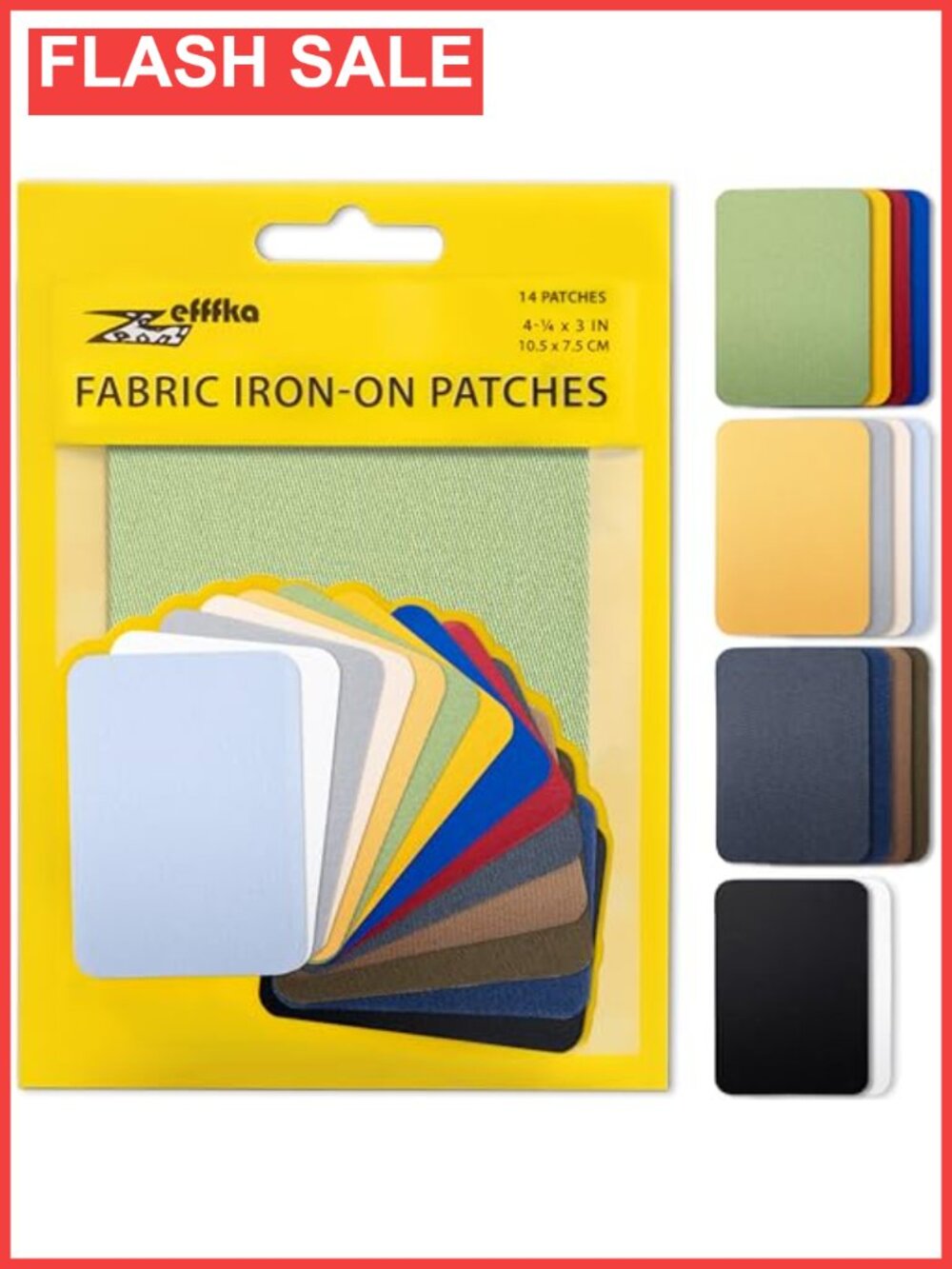 Cotton Iron-On Fabric Patches Repair Decorating Kit 14 Pieces
